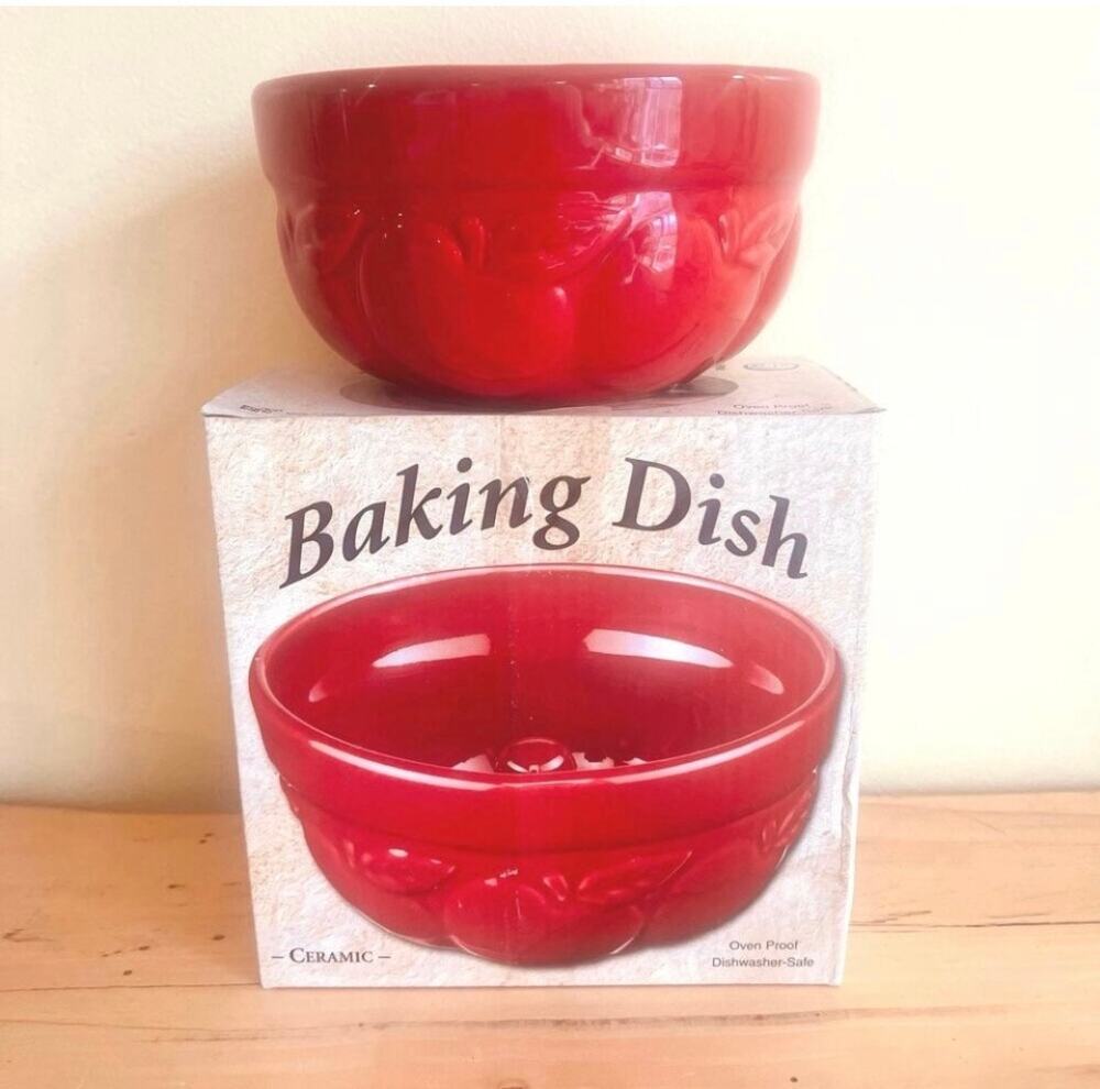 Vtg Apple Baker Dish Baking Giftco Apple Orchard Collection Cracker Barrel Box